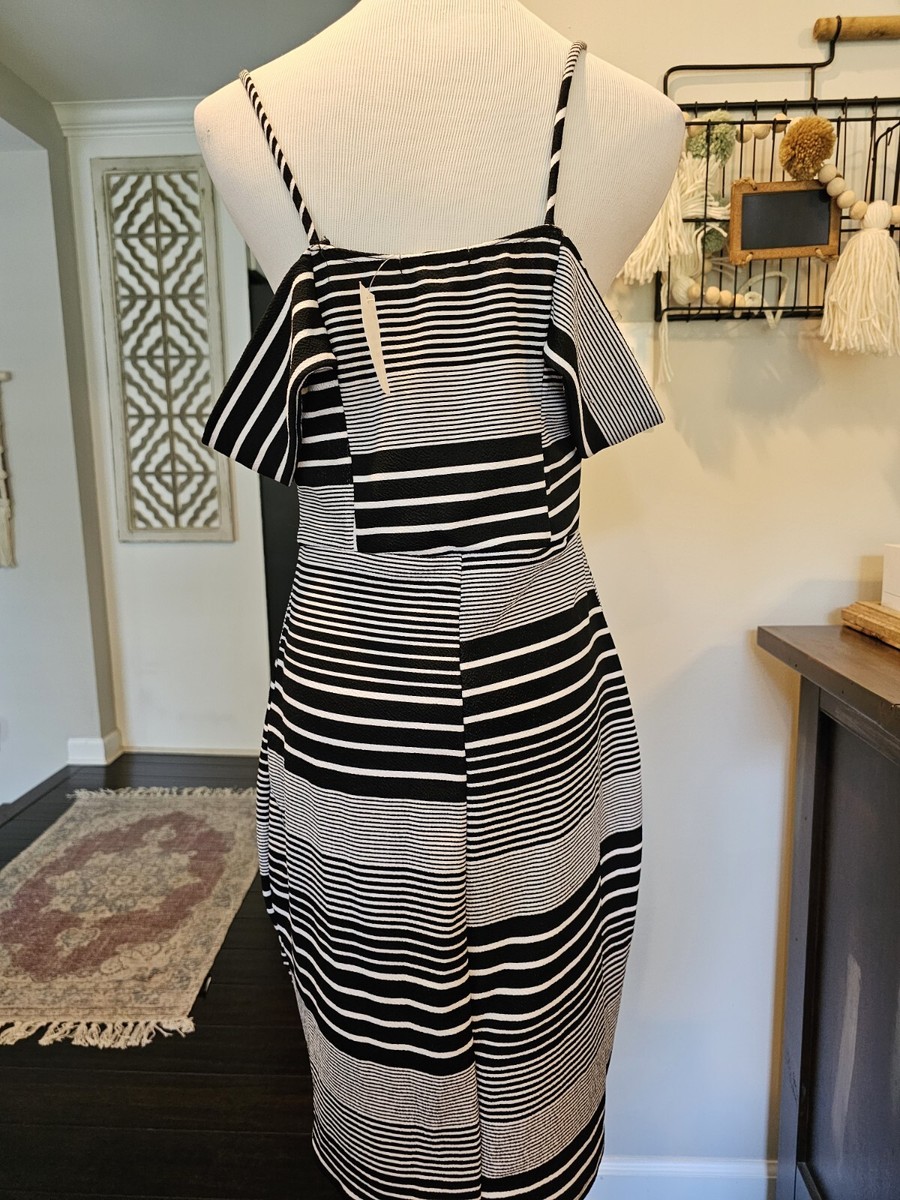 Charlotte Russe Size Large Bodycon Dress Striped Off The Shoulder  Blk&White | eBay