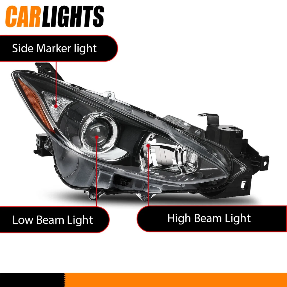 Fit For 2014-16 Mazda 3 Driver & Passenger Side Pair Headlight Assembly Foto 3 de 4