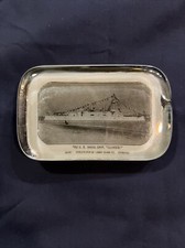 Antique Advertising Glass Paperweight Us Naval Ship Illinois￼ As Pictured