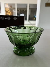 Vintage Anchor Hocking Fairfield Pattern Green 6x4 Candy Dish Decor Bowl glass