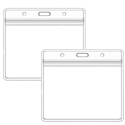Extra Thick Horizontal ID Card Name Tag Holder with Waterproof Type Resealabl...