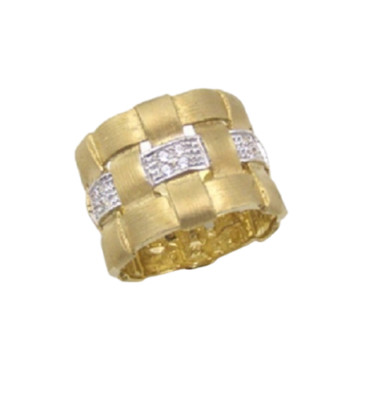 14K Gelbgold Handwerk Statement geflochten Design H/SI Diamant Statement Ring