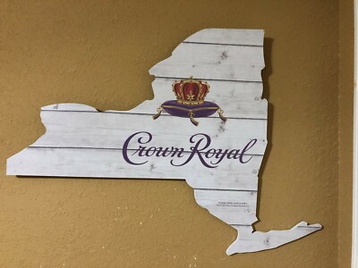 CROWN ROYAL WHISKEY WOODEN NEW YORK STATE SIGN MAN CAVE GARAGE NEW DECOR WHISKY