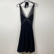 Vintage Teeze Me Black Sheer Halter Tie Sequi...