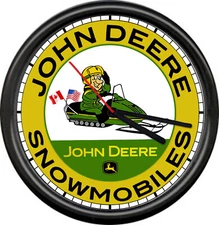 John Deere Snowmobile Cartoon Canada USA Sled Racing Machine  Sign Wall Clock