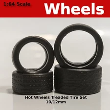 Blackwall 10/12mm Gasser/Muscle rubber tire set. (Tires only) for Hot Wheels