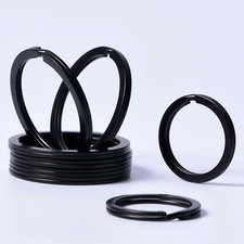 25-30mm Black Steel Split Rings – Strong Flat Durable Metal Loops for Keychains