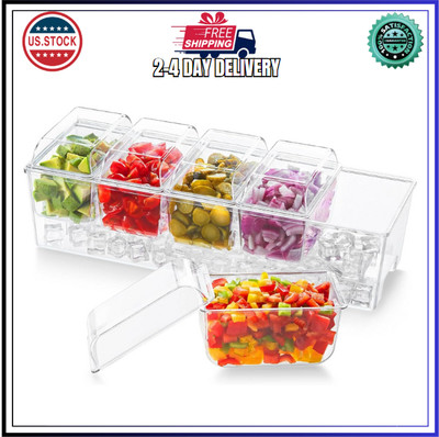 Lifewit Ice Caddy   5 Containers, Serving Tray w/ Lids for Parties