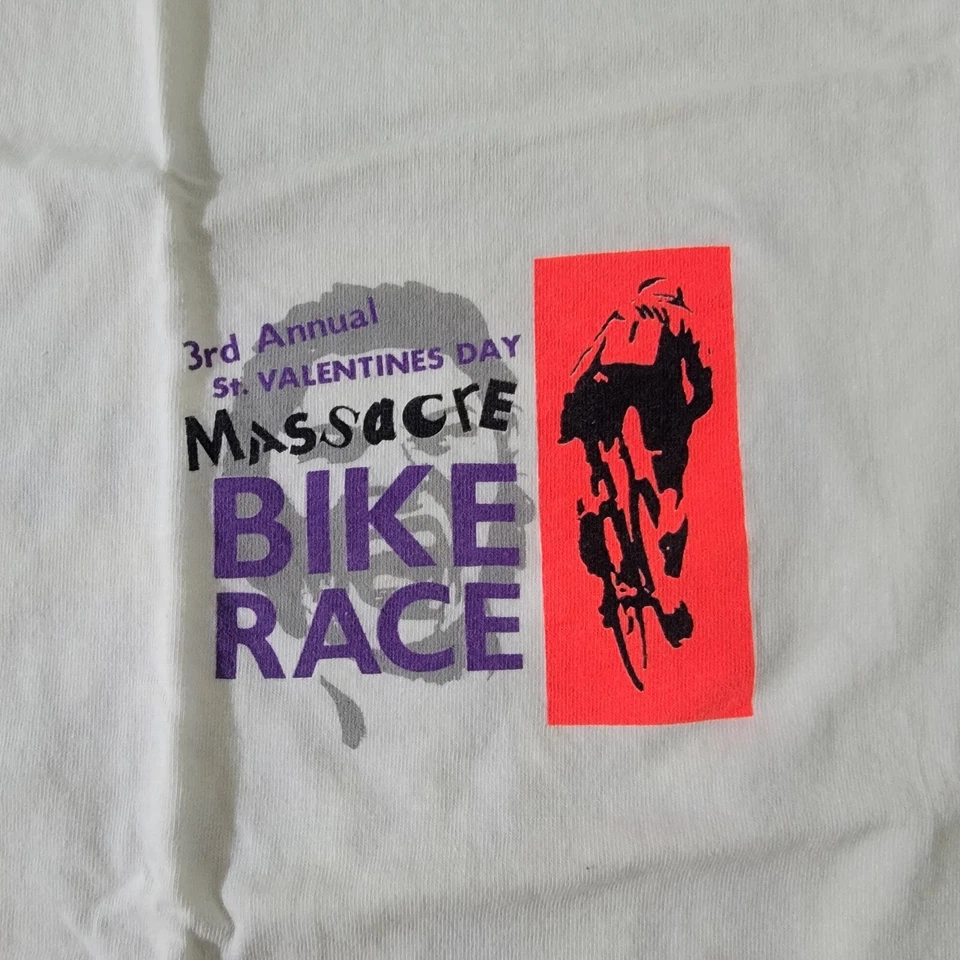Винтажная футболка 1989 M Stedman США одинарный шов St Valentines Day Massacre велосипедная гонка - Изображение 4 из 4
