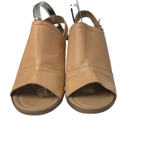 Sophia Milano Women's Block Heel Sandals Peep Toe Slingback Buckle Tan Size 9.5 - Picture 7 of 11