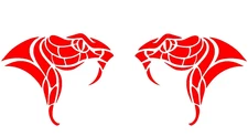 Cobra Venom Snake Two 5" Mirrored Red Vinyl Decals Car Window Laptop Tablet