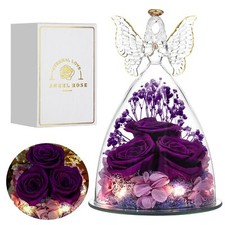 Mothers Day Rose Gifts for Her, Glass Angel Figurine with Three Roses Gifts,P...