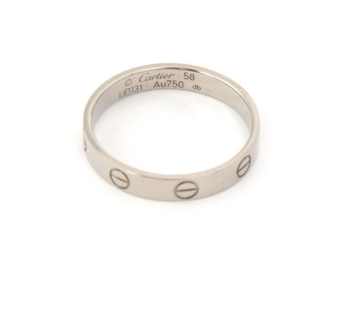 Cartier Mini Love 18k White Gold 3.6mm Band Ring Size EU 58 Cartier Mini Love 18k White Gold 3.6mm Band Ring Size EU 58