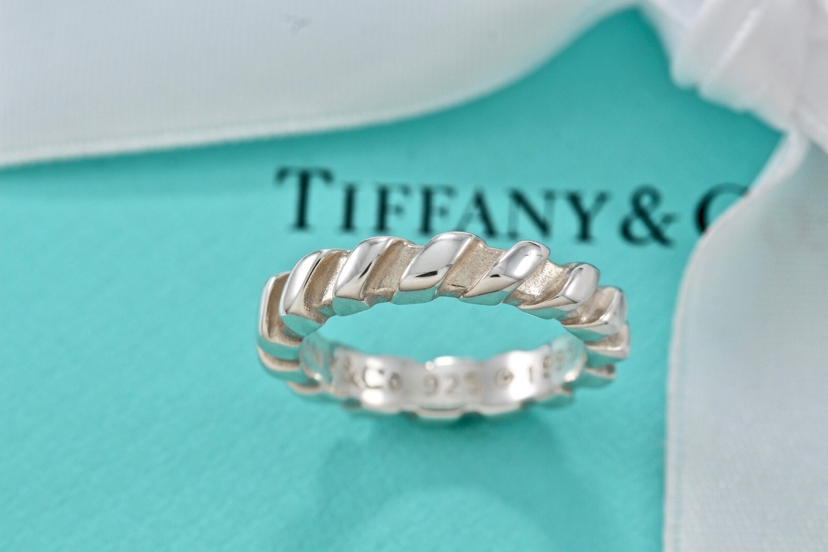 Tiffany & Co. Atlas Twist Groove Narrow Band Silver Ring Size 5 | eBay