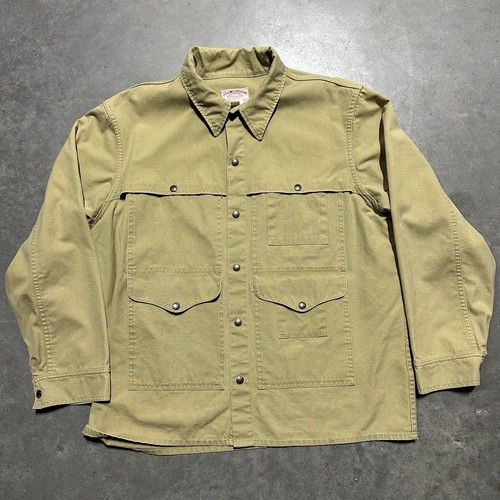 VTG 70s CC Filson Waxed Oiled Tin Cloth Button Up Cruiser Work Jacket 48 Lot 70