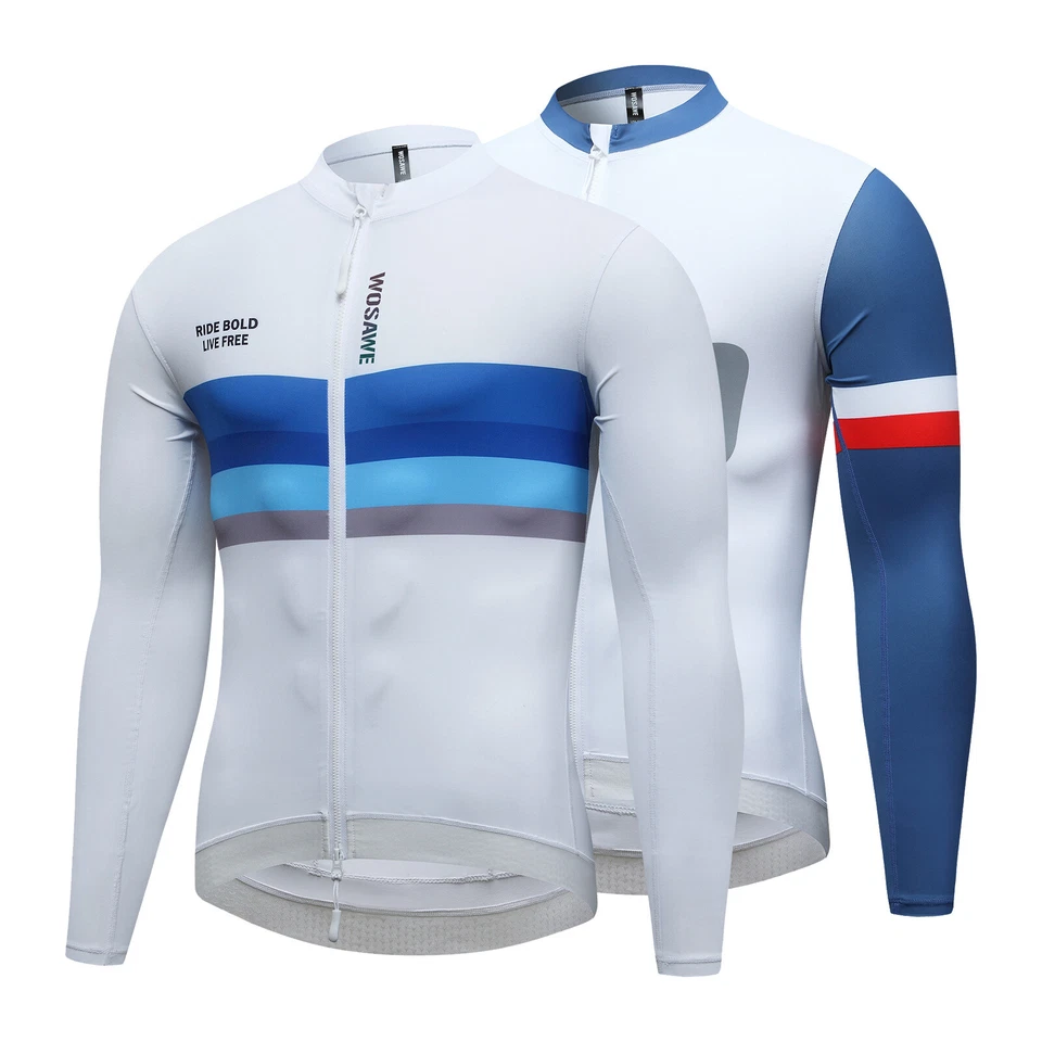 WOSAWE Breathable Cycling Long Sleeve Mens Rear Pockets YKK Zipper Anti Slip Hem - Image 2 of 4