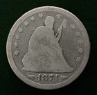 1874-P With Arrows Seated Liberty Quarter - Circulated Better Date 25C