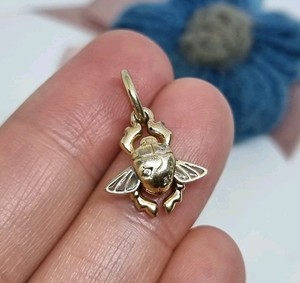 Authentic Genuine Pandora 14k Gold Plated Disney Aladdin Scarab Beetle Dangle Charm 💕
