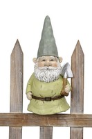 Zaunhocker Gartenzerg Mit Bart Und Schaufel Und Grauer ZwergenmüTze Polystone