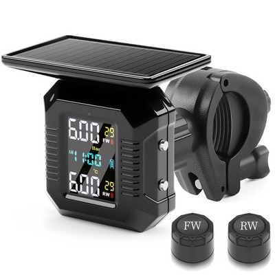 Wireless Motorcycle TPMS Tire Tyre Pressure Monitor System 2 External Sensors
