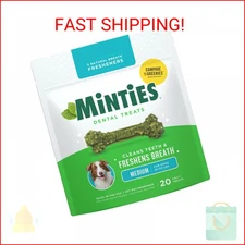 Minties Dental Chews for Dogs, 20 Count, Vet-Recommended Mint-Flavored Dental Tr