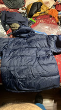 adidas Mens Blue Puffer Jacket Full Zip Hoode...