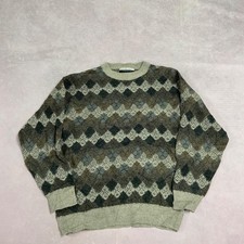 Vintage Knitted Jumper Abstract Patterned Grandad Knit Sweater Men's M