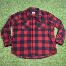 Wrangler Men  s Black Red Plaid Winter Fleece Shirt Size XL Button Down