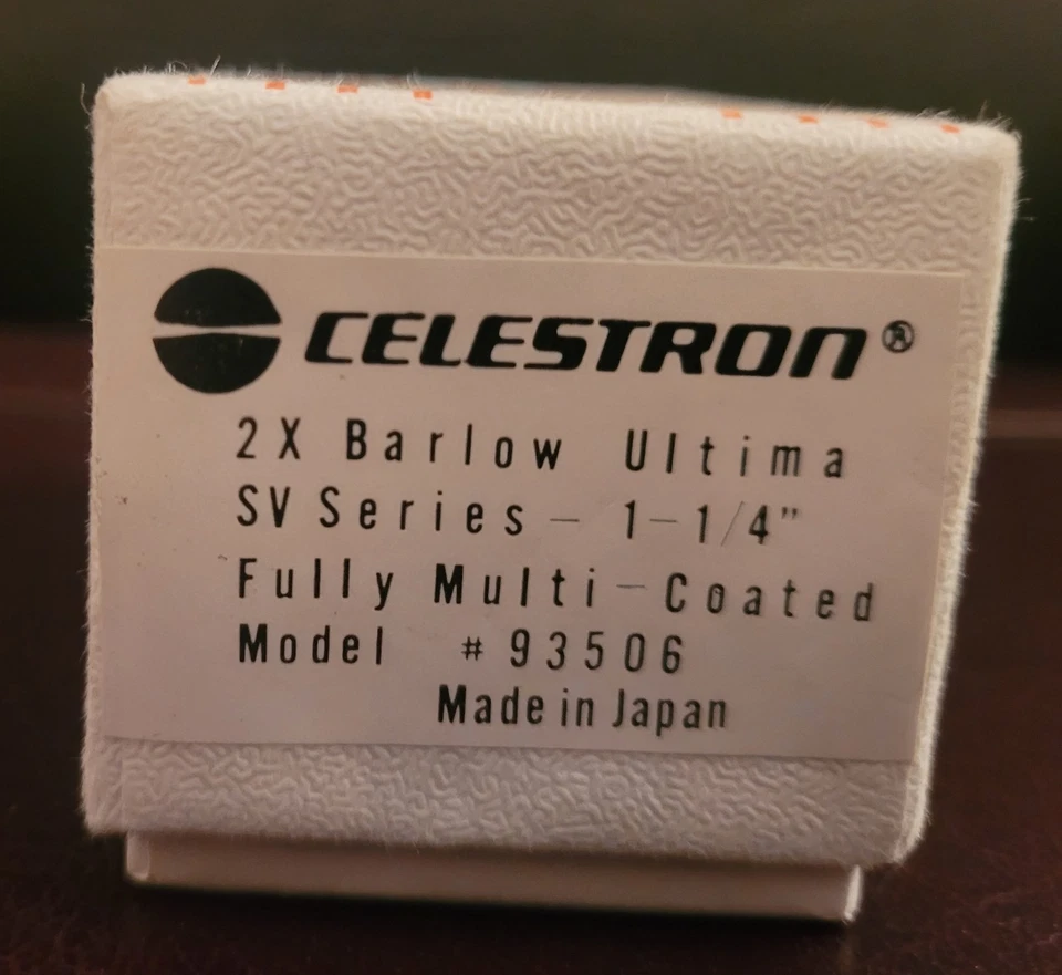 Lente multicapa Celestron 93506 1.25" 2x Barlow Ultima serie SV hecha en Japón Foto 3 de 3