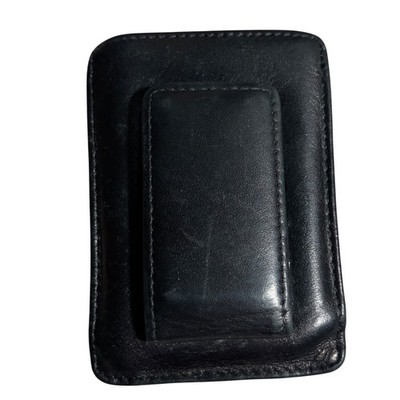 Bosca Mens Black Leather Magnetic Money Clip Card Case Wallet Slim Minimalist