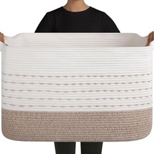 108L Extra Large Blanket Basket Rectangle 25  x16  x16  Gradient Light Brown