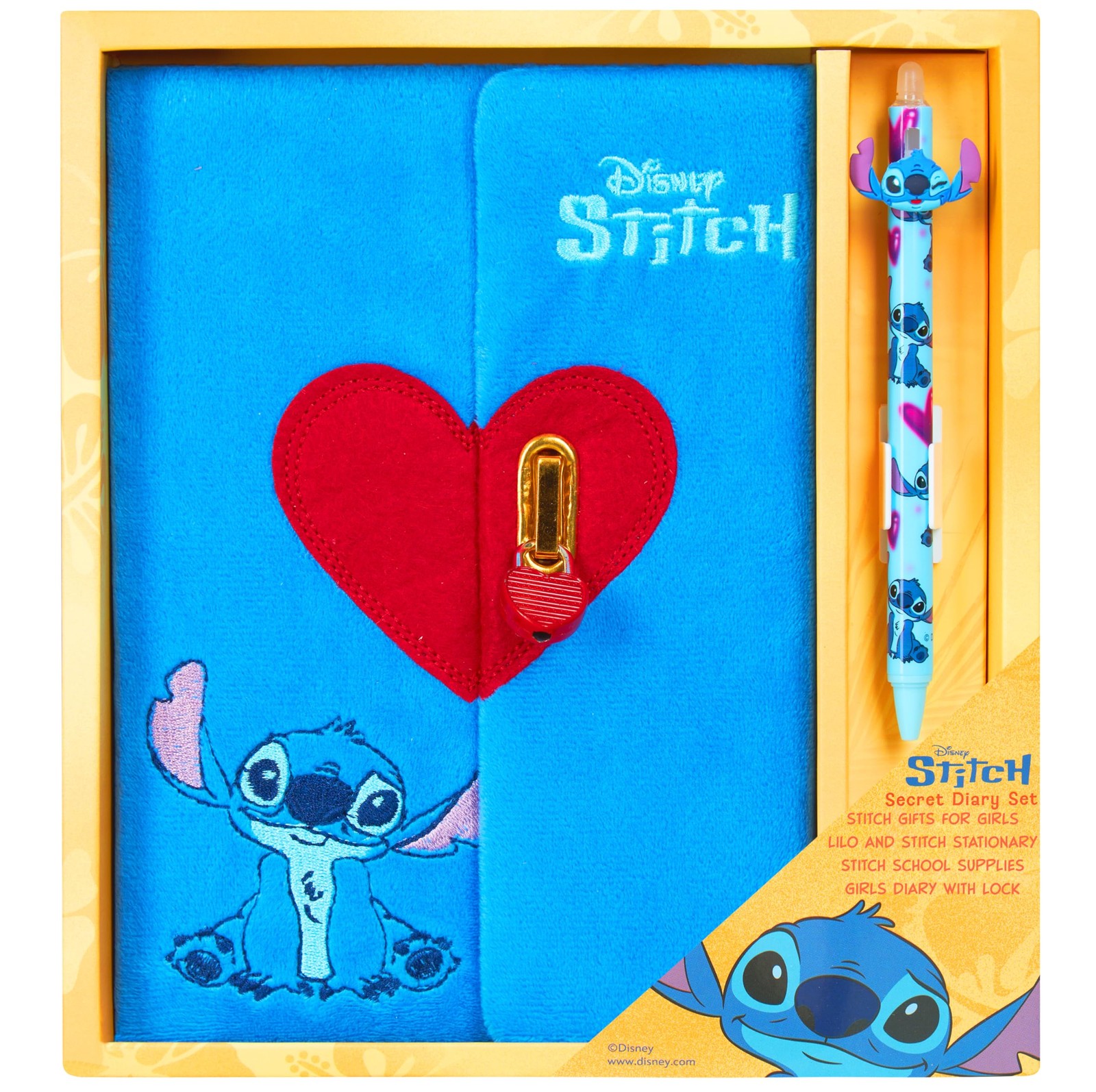Disney Stitch A5 Secret Diary & Pen Set Stationery Office or School Blue