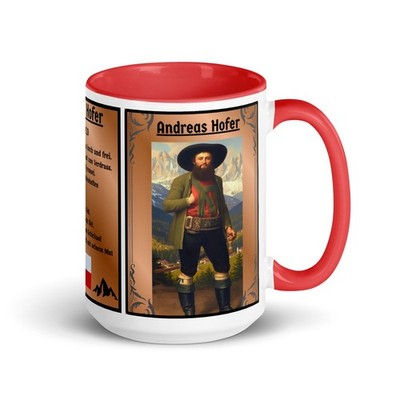 Andreas Hofer Tyrolian Patriot 15oz Premium Coffee Mug Red handle and Interior