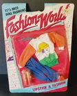 NEW VTG 1988 FASHION WORLD Clone Barbie Outfit 11 1/2" Doll Lipstick & Fashion