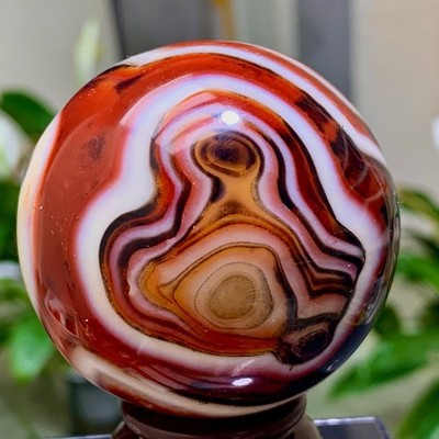 256G Natural red sardonyx striped agate sphere crystal mineral ball healing