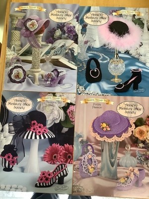 Annie s Attic - Doll Size Bonnet Hat & Handbag, Slipper Patterns Lot of 4