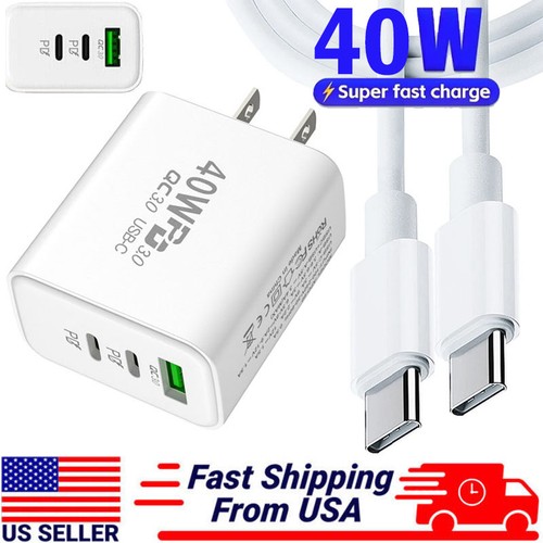 40W USB Wall Charger, 3 Ports Fast Charging Block, QC 3.0 Power Adapter Plug - Picture 1 of 35