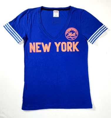 Victoria's Secret Women's Blue New York Mets V-Neck Top - L - Image 1 of 4