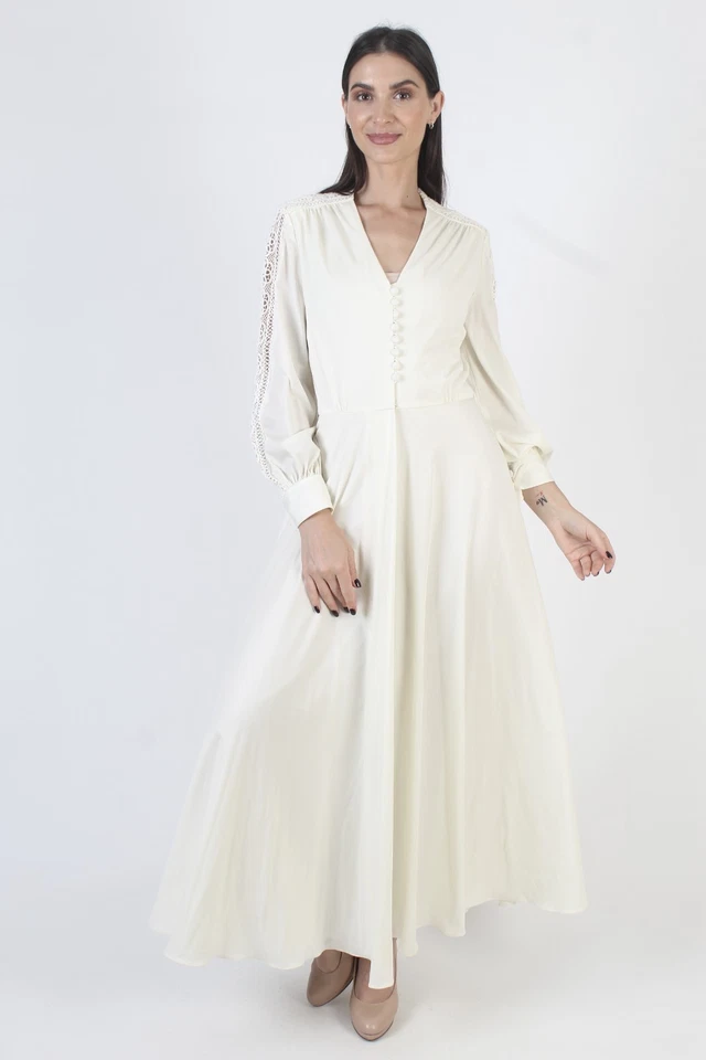 Vestido De Colección Años 70 Diosa Griega Liso Corchet Slv Disco Griego Romano Vestido M Foto 3 de 4