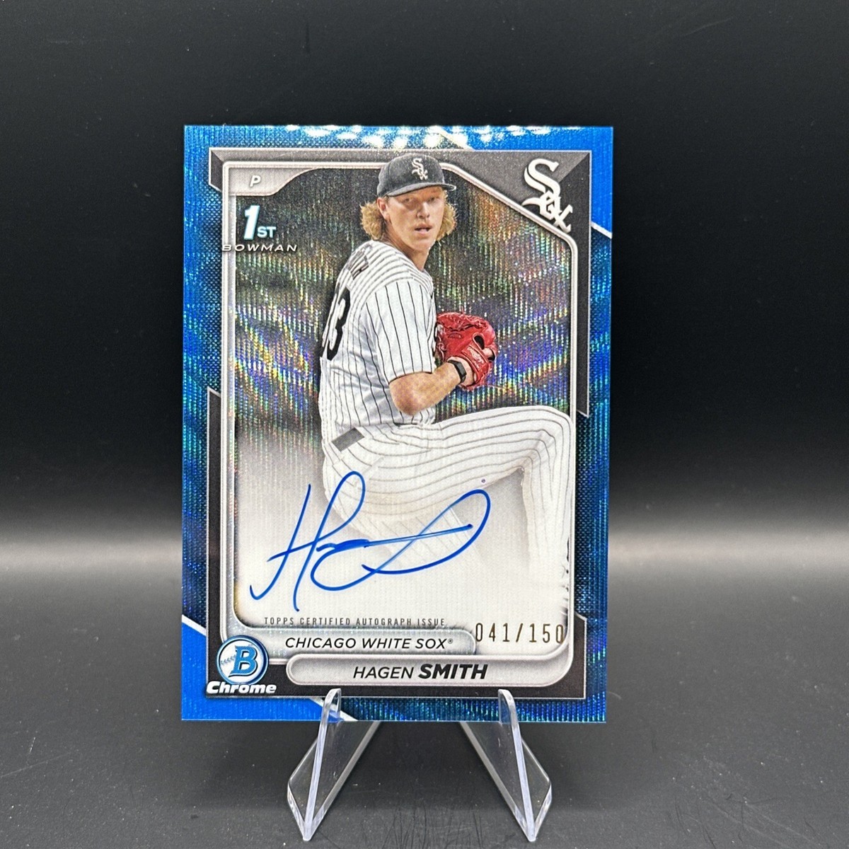 2024 Bowman Draft Blue Wave Auto Hagen Smith 41/150 1st 2024 Bowman Draft Blue Wave Auto Hagen Smith 41/150 1st