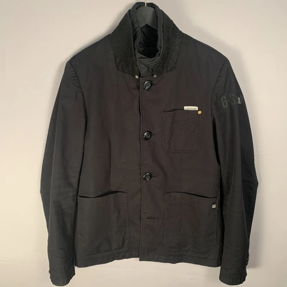 GSTAR Outdoor Jacket Mens Military Style Blazer Cotton Blend Gray Med Slim Fit - Image 2 of 4