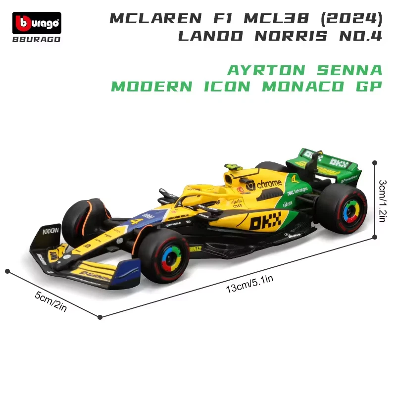 Bburago 1:43 2024 F1 Mclaren MCL38 Monaco Grand Prix Monaco, 2024, Norris, Mclar - Immagine 2 di 4