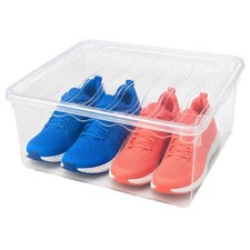 Basicwise Clear Shoe Storage Boxes with Lids - Stackable Plastic Organizer Bin