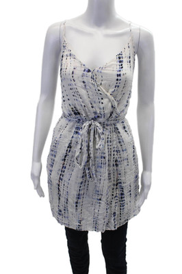 Bella Dahl Womens Tie Dye Striped Tied Sleeveless V-Neck Tank Top White Size M