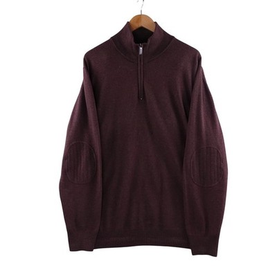 Enzo Mantovani Mens Cashmere Silk Quarter Zip Sweater Italy Burgundy Size XL