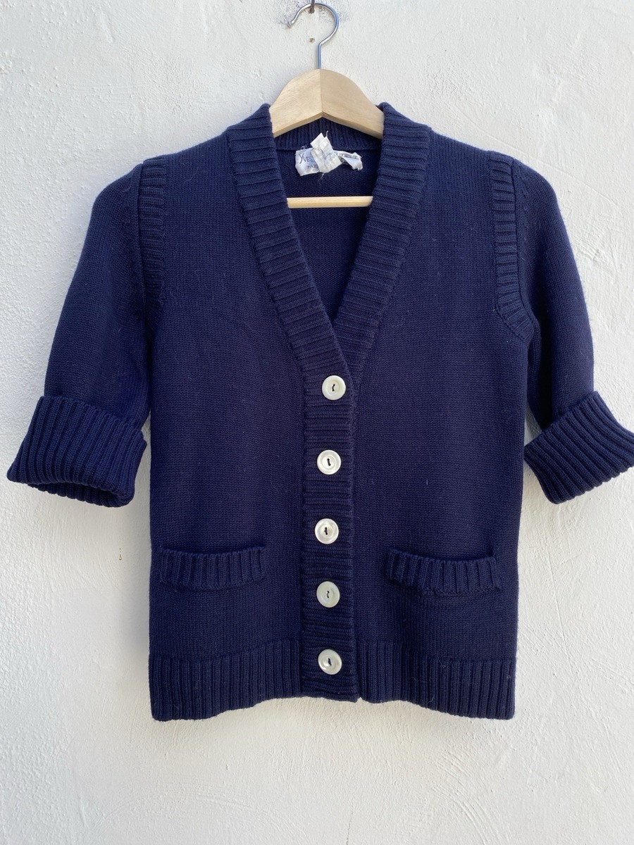 Vintage Yves Saint Laurent S XS 100% wool cardigan button YSL | eBay
