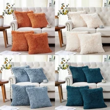 Luxury Shaggy Faux Fur Pillow Covers Set of 2/4 Super Plush Throw Cushions Decor