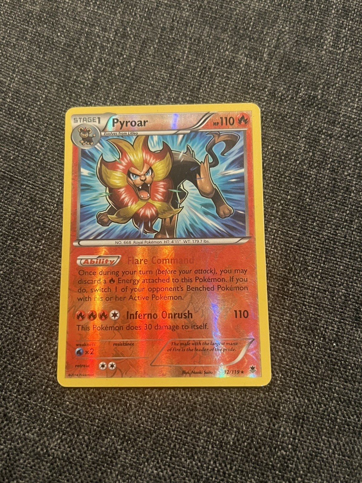 Pyroar - 12/119 - Pokemon Phantom Forces XY Rare Cosmos Holo Card NM