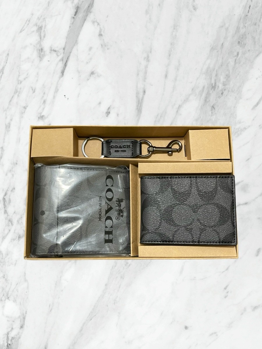 Coach Mens Wallet Boxed 3 In 1 Wallet Gift Set In Signature