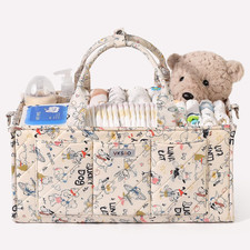 Colorful Cute Cartoon Animal Prints Baby Diaper Caddy Organizer, Large Storage B